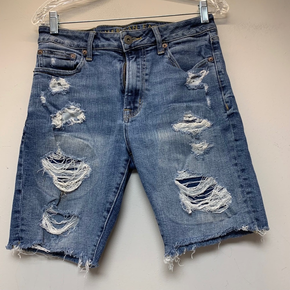 American Eagle Denim Shorts Mens 30 Blue Excellent Distressed‎ Ne(x)t Level Flex